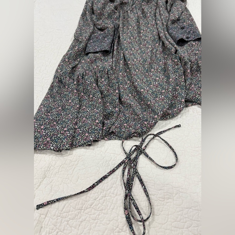 GANNI Women’s Ruffled Crepe Floral Print Midi Dress Size 44 / US 14 - Picture 7 of 10